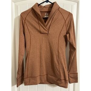 Cutter & Buck Women's Quarter Zip Long Sleeve Pullover XS Orange CB DryTec‎